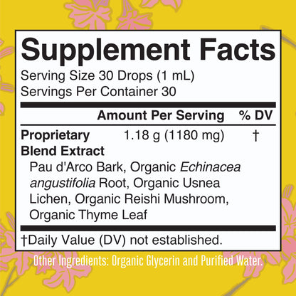 MaryRuth Organics PAU D'Arco Herbal Blend | Reishi Mushroom | Echinacea angustifolia Root | Usnea Lichen | Thyme Leaf | Vegan | Non-GMO Project Verified | Gluten Free | 30 Servings | 1 Fl Oz - Maple Wellness Supplements