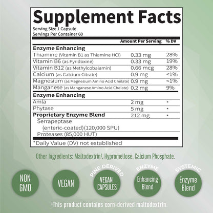 MaryRuth Organics Serrapeptase Enzymes Capsules | Up to 2 Month Supply | Enzyme Supplement for High Potency Sinus Relief Pills| Tissue Health and Cellular Health | Vegan | Gluten Free | 60 Count - Maple Wellness Supplements