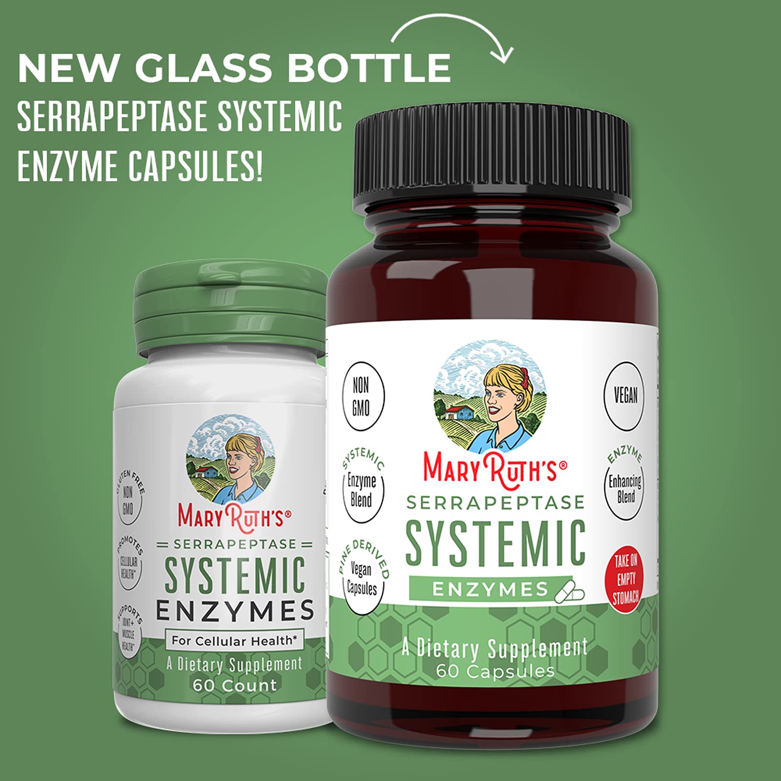 MaryRuth Organics Serrapeptase Enzymes Capsules | Up to 2 Month Supply | Enzyme Supplement for High Potency Sinus Relief Pills| Tissue Health and Cellular Health | Vegan | Gluten Free | 60 Count - Maple Wellness Supplements