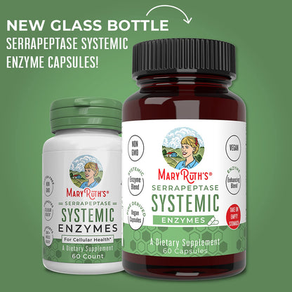 MaryRuth Organics Serrapeptase Enzymes Capsules | Up to 2 Month Supply | Enzyme Supplement for High Potency Sinus Relief Pills| Tissue Health and Cellular Health | Vegan | Gluten Free | 60 Count - Maple Wellness Supplements
