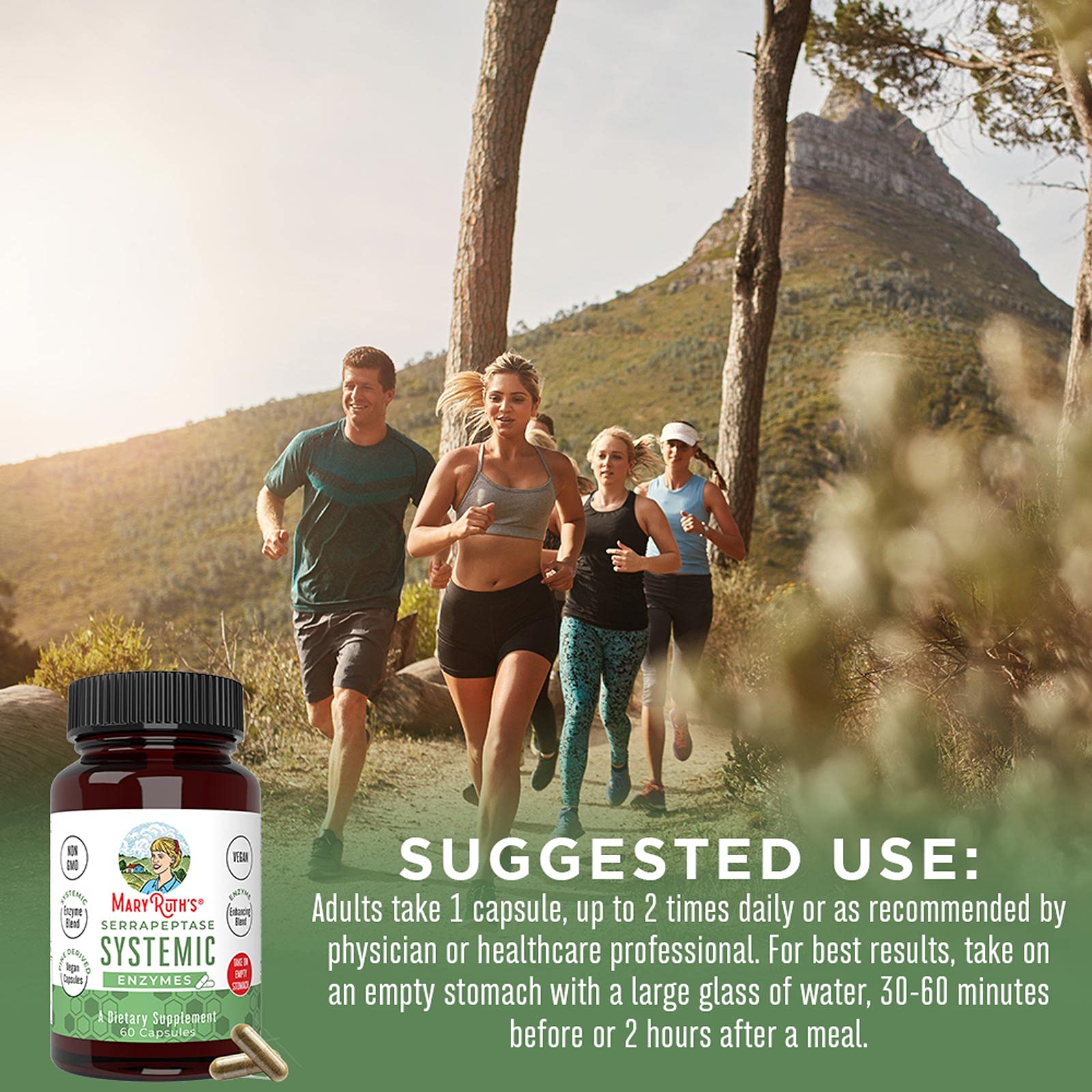 MaryRuth Organics Serrapeptase Enzymes Capsules | Up to 2 Month Supply | Enzyme Supplement for High Potency Sinus Relief Pills| Tissue Health and Cellular Health | Vegan | Gluten Free | 60 Count - Maple Wellness Supplements