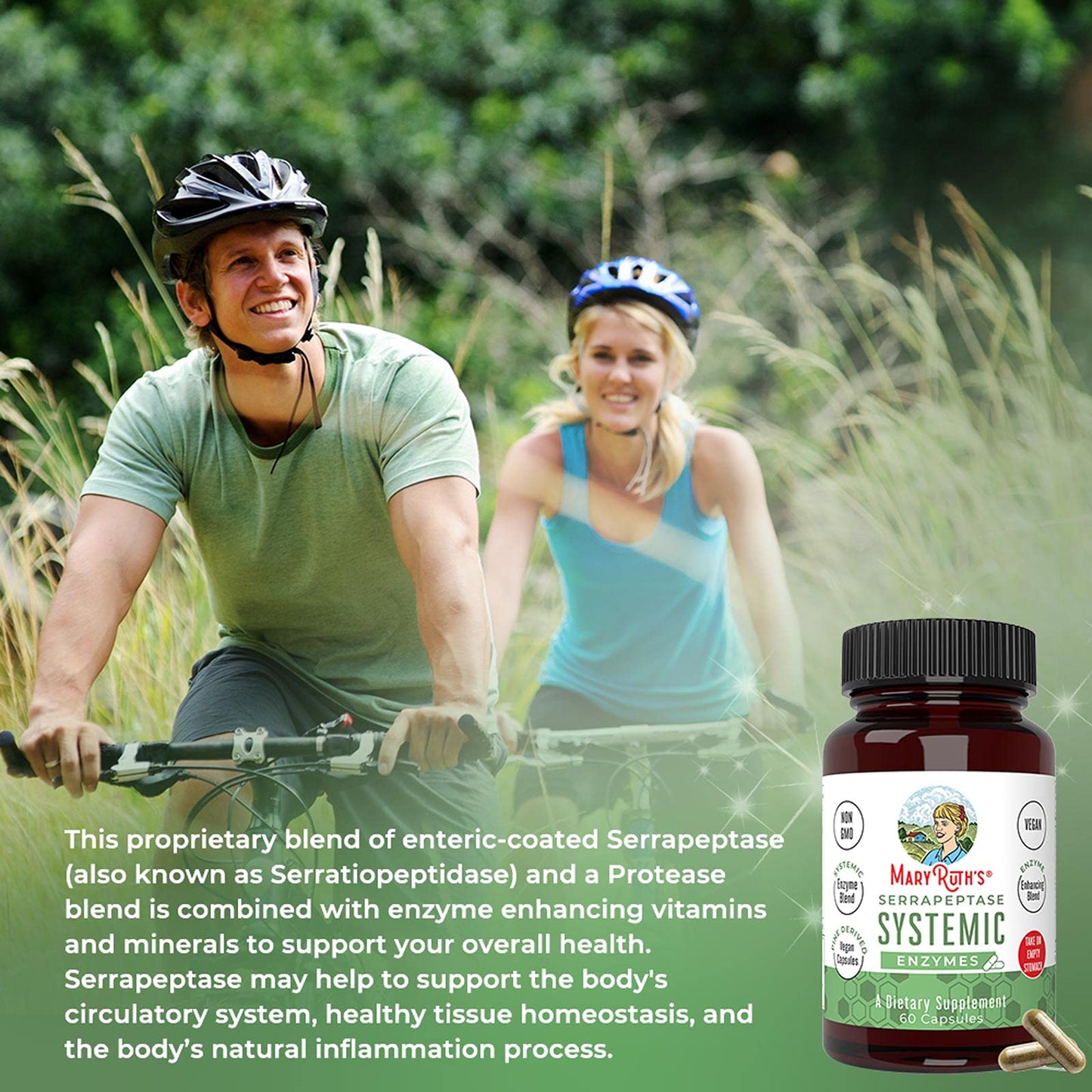 MaryRuth Organics Serrapeptase Enzymes Capsules | Up to 2 Month Supply | Enzyme Supplement for High Potency Sinus Relief Pills| Tissue Health and Cellular Health | Vegan | Gluten Free | 60 Count - Maple Wellness Supplements