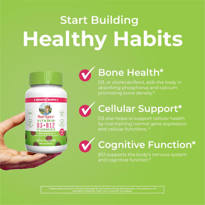 MaryRuth Organics Sugar Free | 2 Month Supply | Vitamin D & B12 Vitamin Supplements for Adults & Kids | Bone Health | Immune Support | Vegan | Non-GMO | 60 Servings - Maple Wellness Supplements
