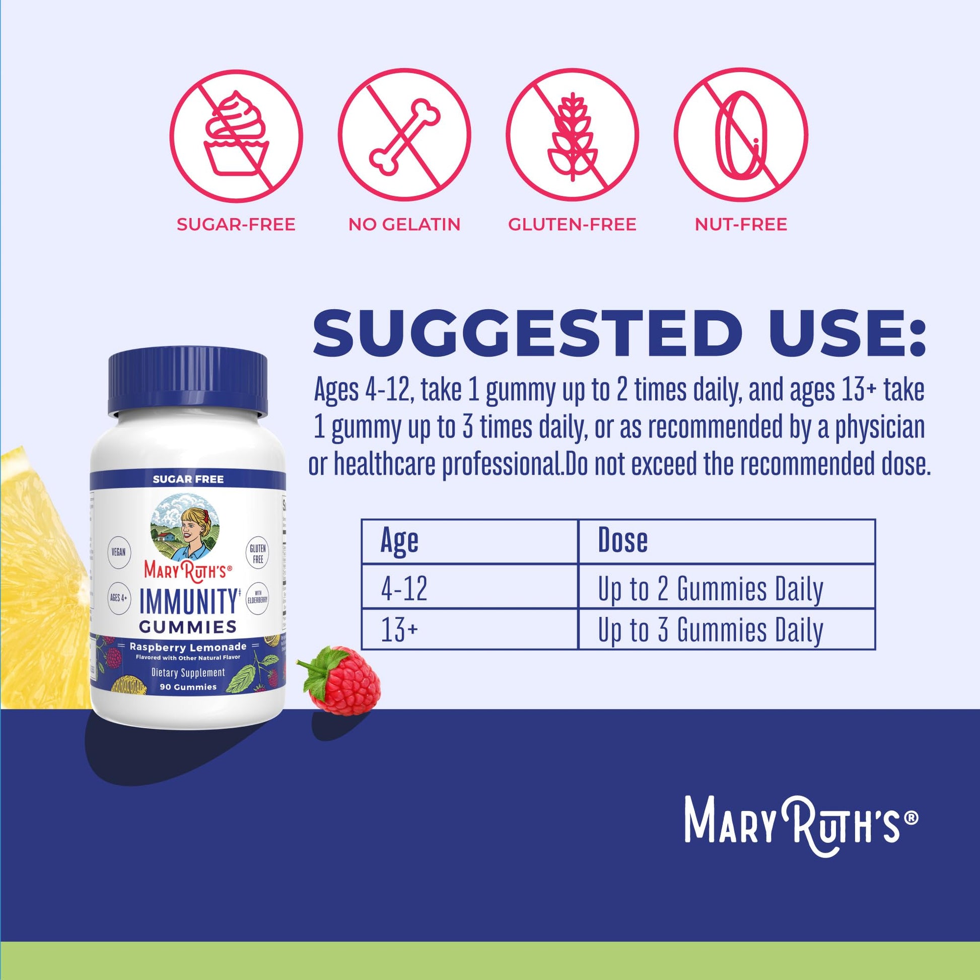 MaryRuth Organics Sugar Free Immunity Gummies | Powerful Blend | Elderberry Vitamin C & Zinc | Vitamin D3 & Echinacea | Immune Support Supplement | Gummies for Kids & Adults | Vegan | Non GMO | 90ct - Maple Wellness Supplements