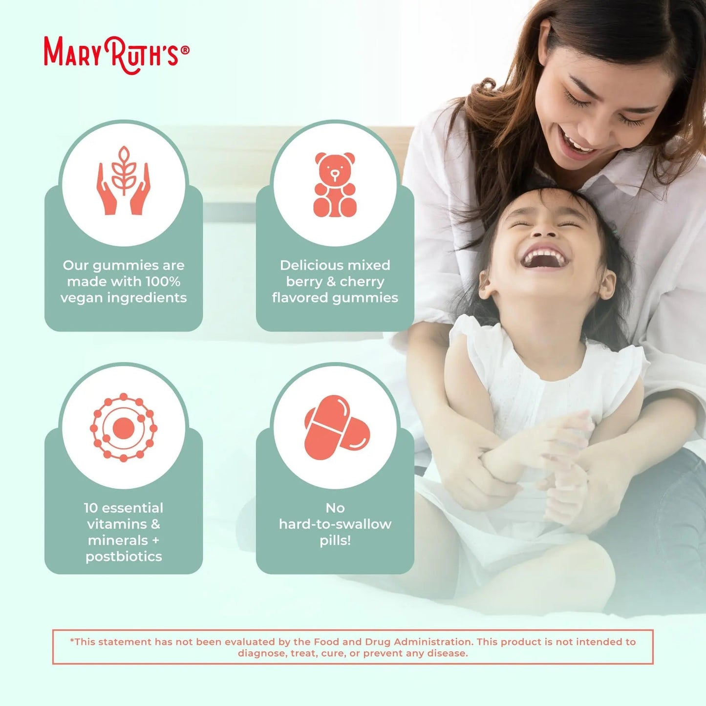 MaryRuth Organics Toddler Multivitamin Gummies + Postbiotics | USDA Organic | Vitamins for Kids Ages 2+ | Immune Support | Vitamin C | Vitamin D3 | Vitamin A | Zinc | Vegan | Non-GMO | 60 Servings - Maple Wellness Supplements