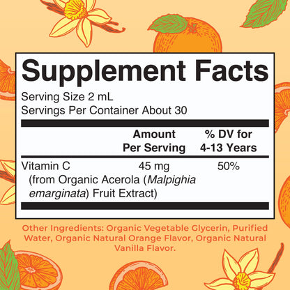MaryRuth Organics USDA Kids Vitamin C Drops | Vegan Immune Support Supplement for Ages 4-13 | Immune Support & Overall Health | Vitamin C from Organic Acerola Fruit Extract | 2oz - Maple Wellness Supplements
