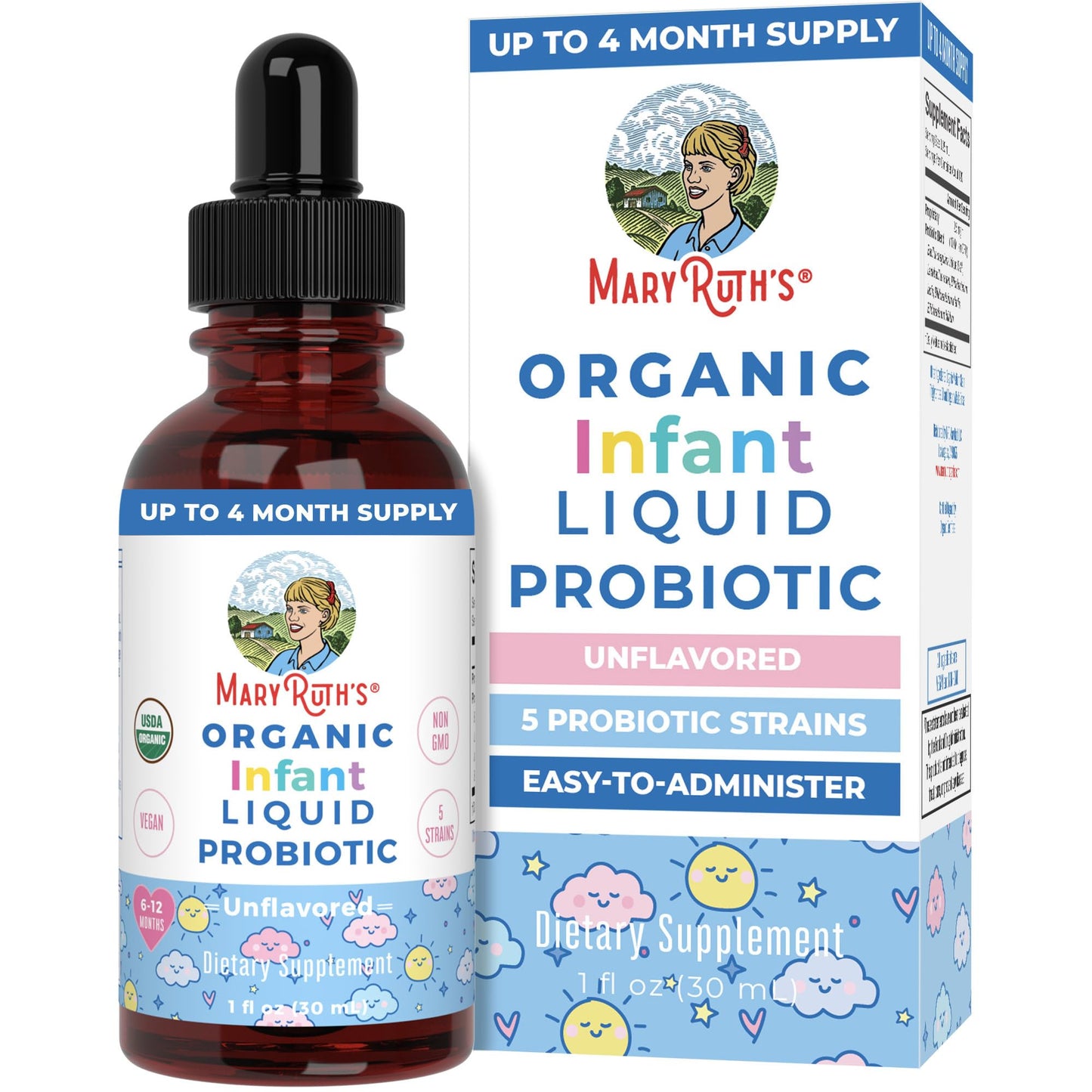 MaryRuth Organics USDA Organic Infant Liquid Probiotic Drops | Baby Essentials | Probiotics for Infants | Baby Probiotic Drops - Maple Wellness Supplements