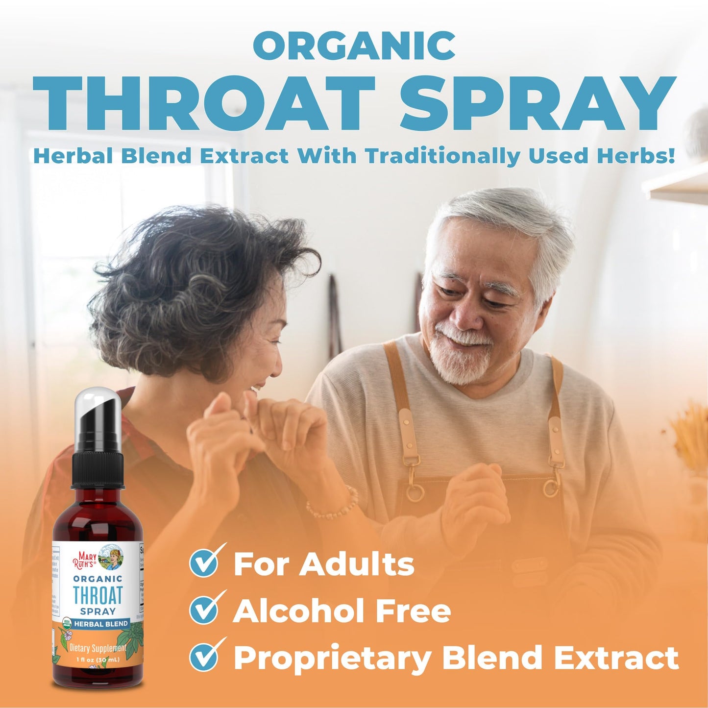MaryRuth Organics USDA Organic Throat Spray with Mullein Leaf | Marshmallow Root & Licorice Root & Thyme Leaf | 4 Herbal Blend | Non-GMO | Vegan | Gluten Free | 1 Fl Oz | Up to 100 Servings - Maple Wellness Supplements