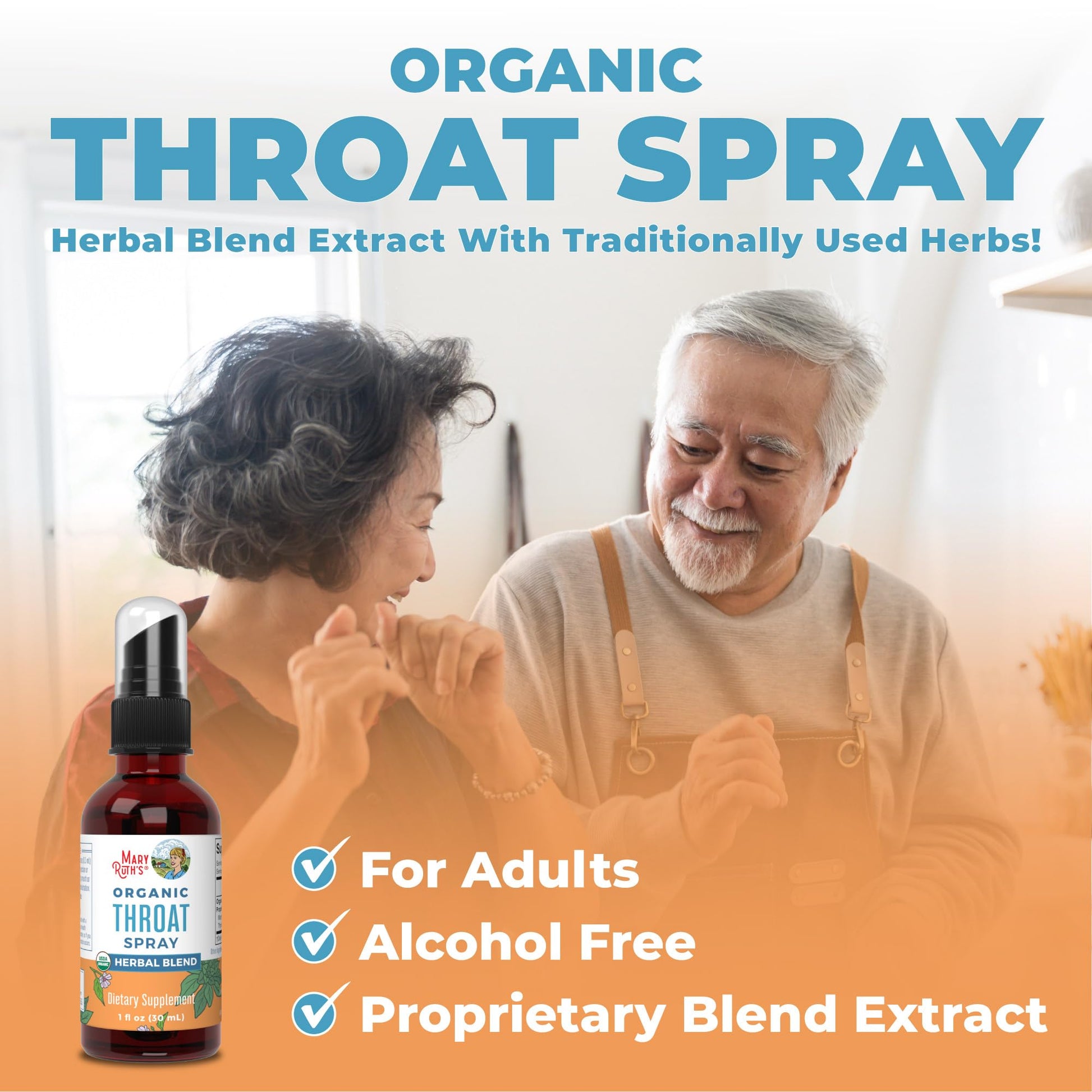 MaryRuth Organics USDA Organic Throat Spray with Mullein Leaf | Marshmallow Root & Licorice Root & Thyme Leaf | 4 Herbal Blend | Non-GMO | Vegan | Gluten Free | 1 Fl Oz | Up to 100 Servings - Maple Wellness Supplements