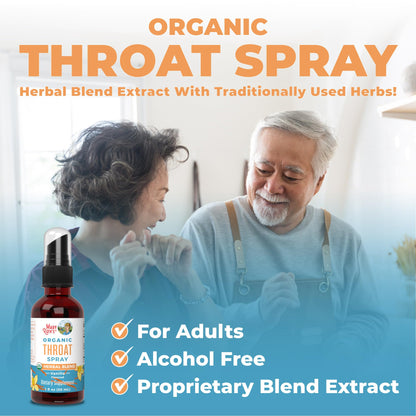 MaryRuth Organics USDA Organic Throat Spray with Mullein Leaf | Marshmallow Root & Licorice Root & Thyme Leaf | Vanilla | 4 Herbal Blend | Non-GMO | Vegan | Gluten Free | 1 Fl Oz | Up to 100 Servings - Maple Wellness Supplements