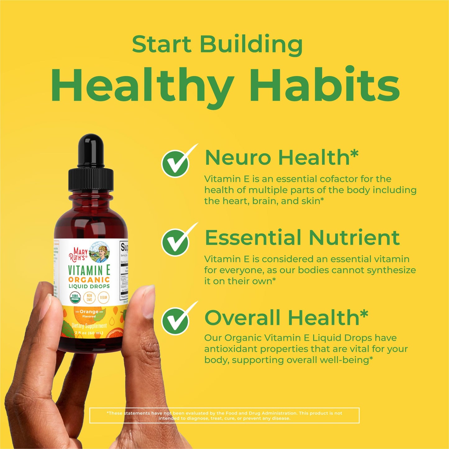 MaryRuth Organics USDA Vitamin E Liquid Drops 2 Month Supply | Bone and Joint Health | Cognitive Health for Adults and Kids | Sugar Free, Vegan, Non-GMO, Gluten Free | 2 Ounces - Maple Wellness Supplements