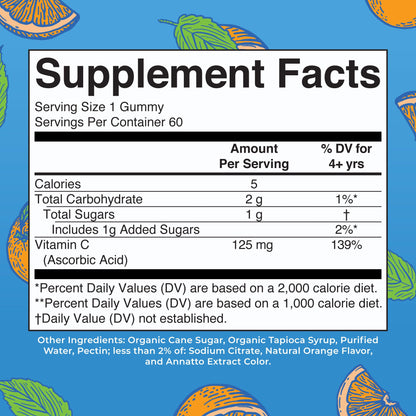 MaryRuth Organics Vegan Vitamin C Gummies | 2 Month Supply | Immune Support Supplement for Adults & Kids | Chewable Vitamin C Gummy Vitamins | Non-GMO | Pectin Based | 60 Count - Maple Wellness Supplements
