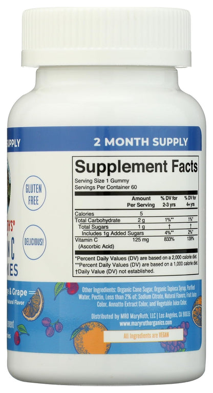MaryRuth Organics Vitamin C Gummies | Supplement for Immune Support & Overall Health | Immune Support Supplement | Vitamin C for Adults & Kids | Vegan | Non-GMO | 60 Servings - Maple Wellness Supplements