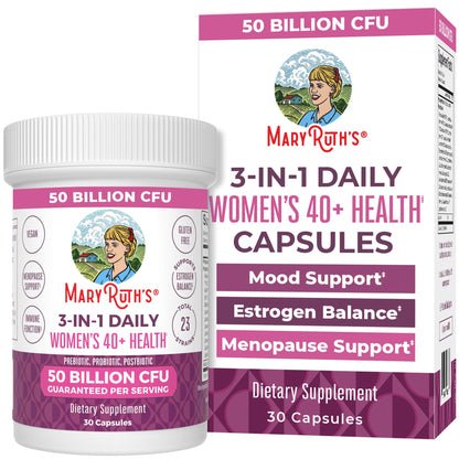 MaryRuth's 3-in-1 Daily Health 40+ Probiotics for Women | Hormonal & Menopause Support Supplement for Women | Gut Health Capsules | 50 Billion CFU | Allergen Free | 30 Ct - Maple Wellness Supplements