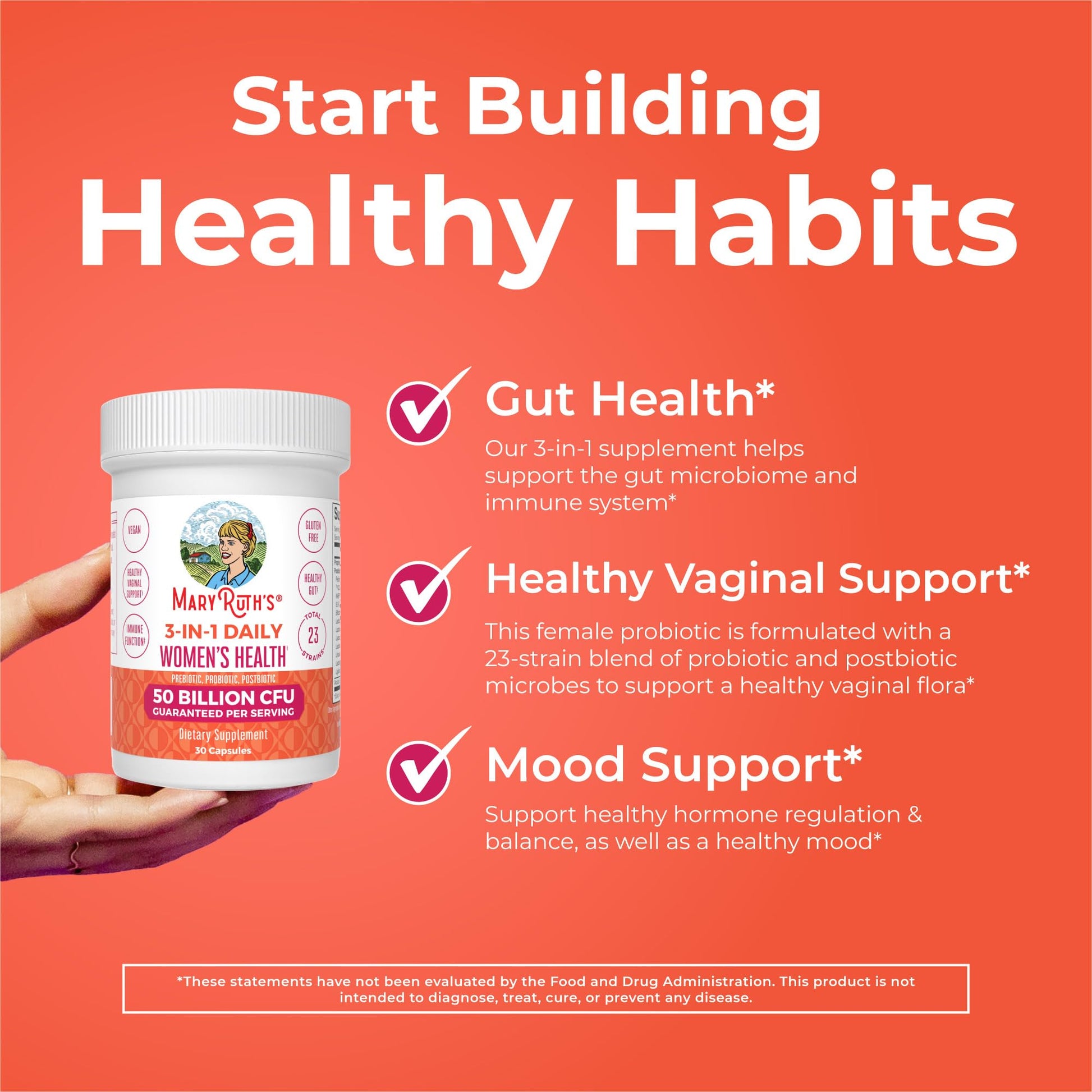 MARYRUTH'S 3-in-1 Daily Health Probiotics for Women | Hormone Support & Gut Health Supplement for Women | Women’s Probiotic - Maple Wellness Supplements