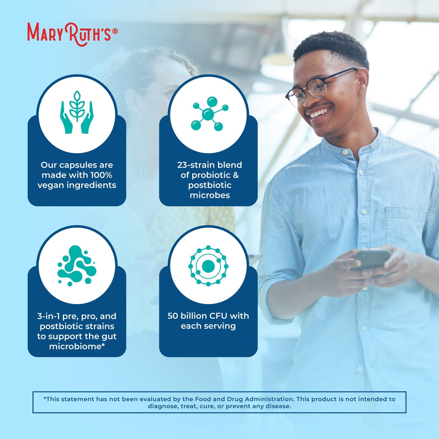 MARYRUTH'S 3-in-1 Probiotics for Digestive Health | Prebiotic & Postbiotic | Gut Health Supplement for Women & Men | 23 Unique Strains - Maple Wellness Supplements