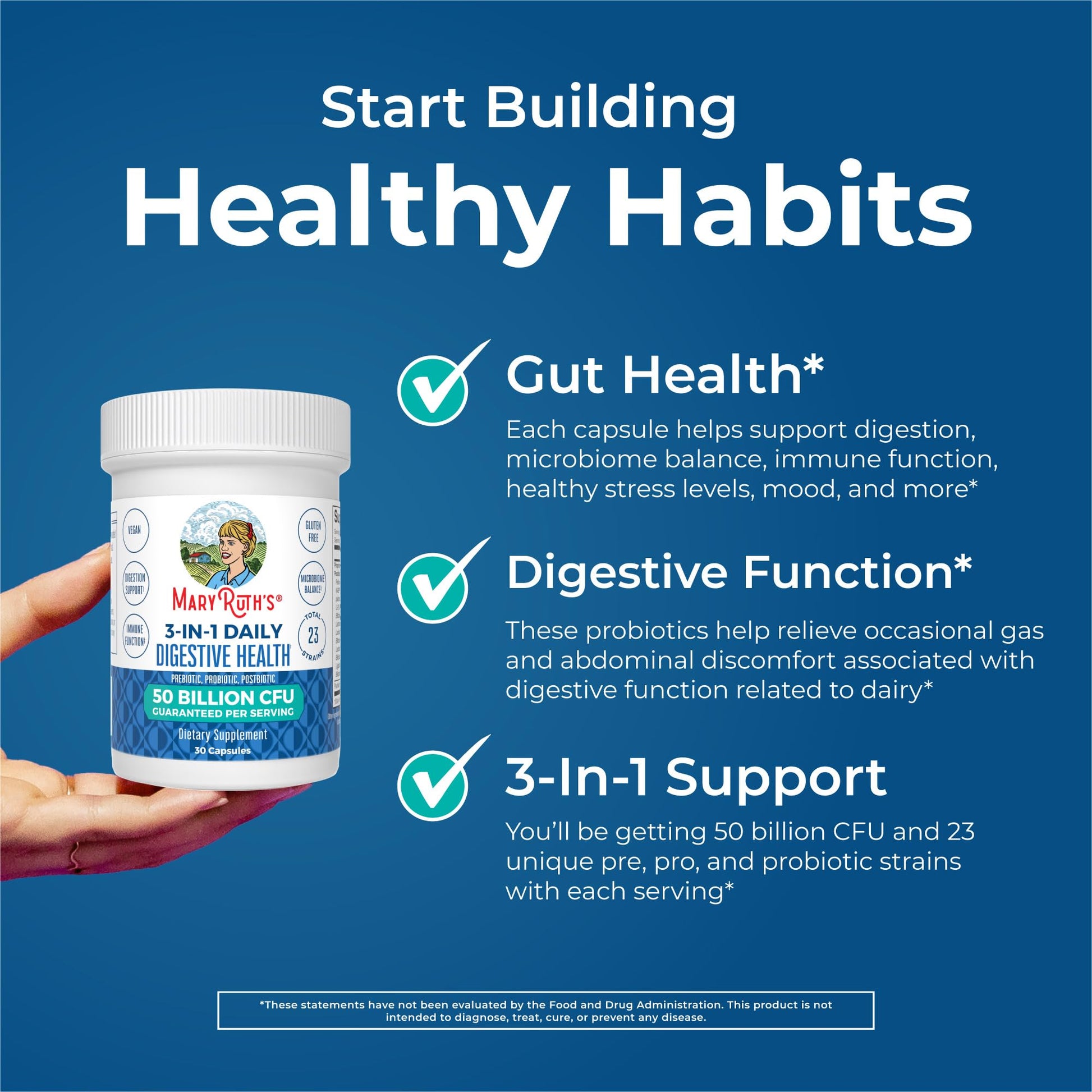 MARYRUTH'S 3-in-1 Probiotics for Digestive Health | Prebiotic & Postbiotic | Gut Health Supplement for Women & Men | 23 Unique Strains - Maple Wellness Supplements