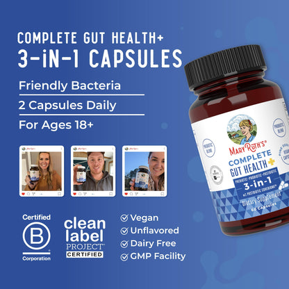MARYRUTH'S Complete Gut Health+ Capsules | 5 Probiotic Blend | Butyrate | Corebiome® | Vegan Gut Support | Support Gastrointestinal Health & Microbiome - Maple Wellness Supplements