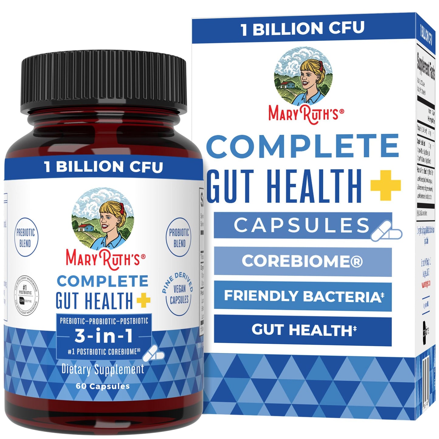 MARYRUTH'S Complete Gut Health+ Capsules | 5 Probiotic Blend | Butyrate | Corebiome® | Vegan Gut Support | Support Gastrointestinal Health & Microbiome - Maple Wellness Supplements