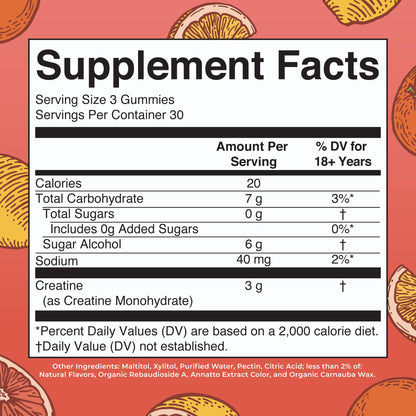 MaryRuth's Creatine Gummies | Creatine Monohydrate Gummies | 3g Creatine Per Serving | Creatine for Women & Men | Tangerine Citrus Flavor | Exercise | Workout | Sugar Free | Vegan | 90 Count - Maple Wellness Supplements
