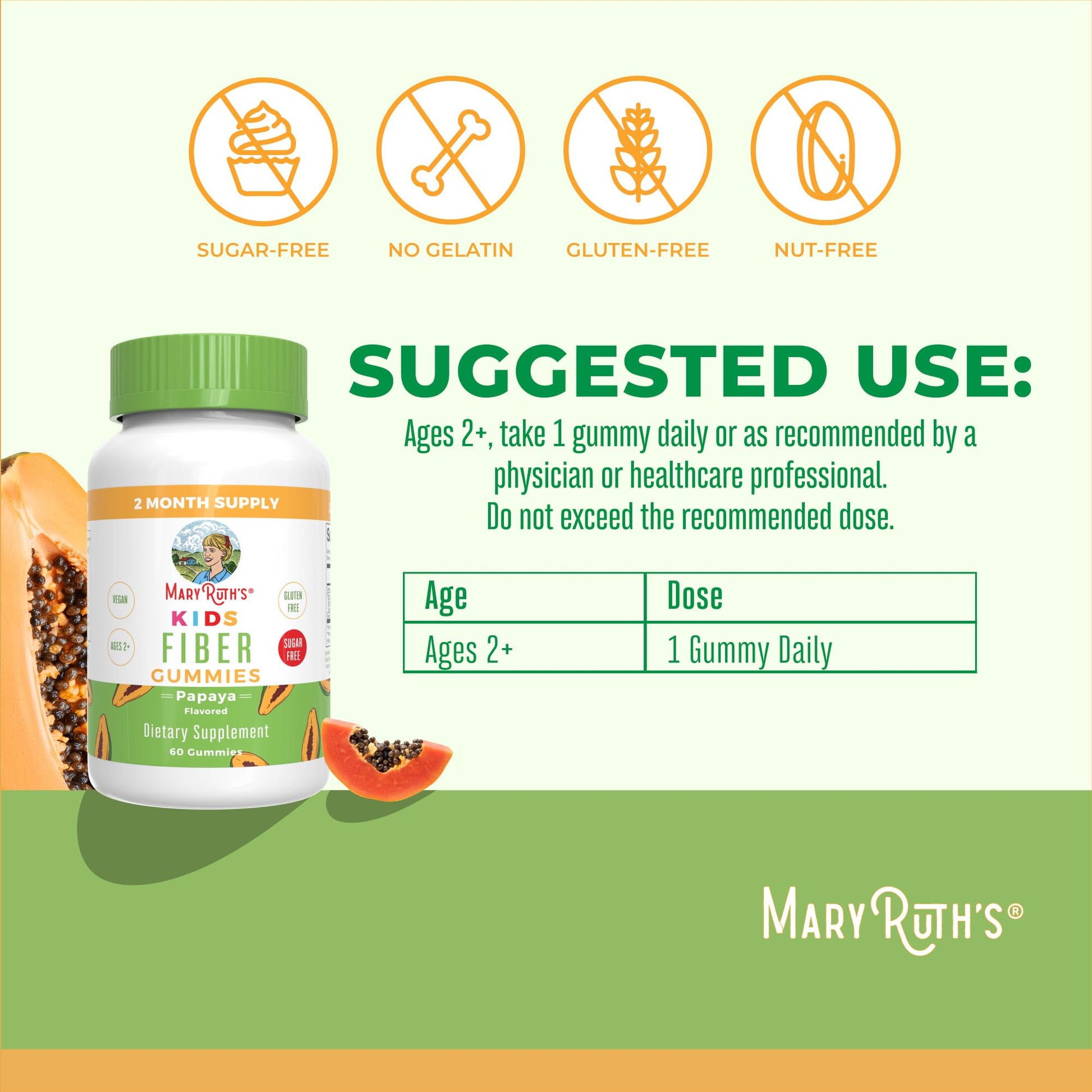 MARYRUTH'S Fiber Gummies for Kids | 2 Month Supply | Sugar Free | Soluble Fiber Supplement | Gut Health & Digestion Support - Maple Wellness Supplements