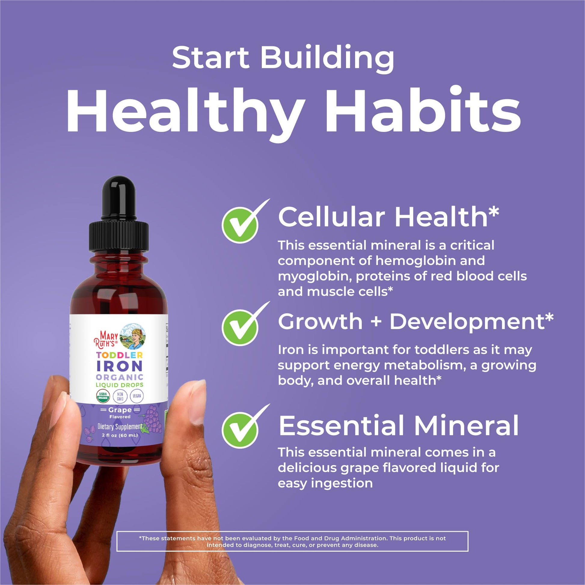 MaryRuth's Iron Supplement for Toddlers | Liquid Iron Supplement for Children Ages 1-3 | Iron Supplement for Iron Deficiency | Ferrochel | Sugar Free | Vegan | Non-GMO | Gluten Free | 2 Fl Oz - Maple Wellness Supplements