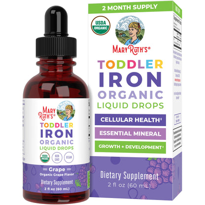 MaryRuth's Iron Supplement for Toddlers | Liquid Iron Supplement for Children Ages 1-3 | Iron Supplement for Iron Deficiency | Ferrochel | Sugar Free | Vegan | Non-GMO | Gluten Free | 2 Fl Oz - Maple Wellness Supplements
