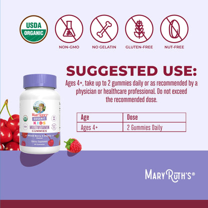 MARYRUTH'S Kids Vitamins | Multi | 1 Month Supply | Multivitamin Gummies for Ages 4+ | Multivitamin for Kids | Vegan | Only 2 Gummies a Day | 60 Count - Maple Wellness Supplements