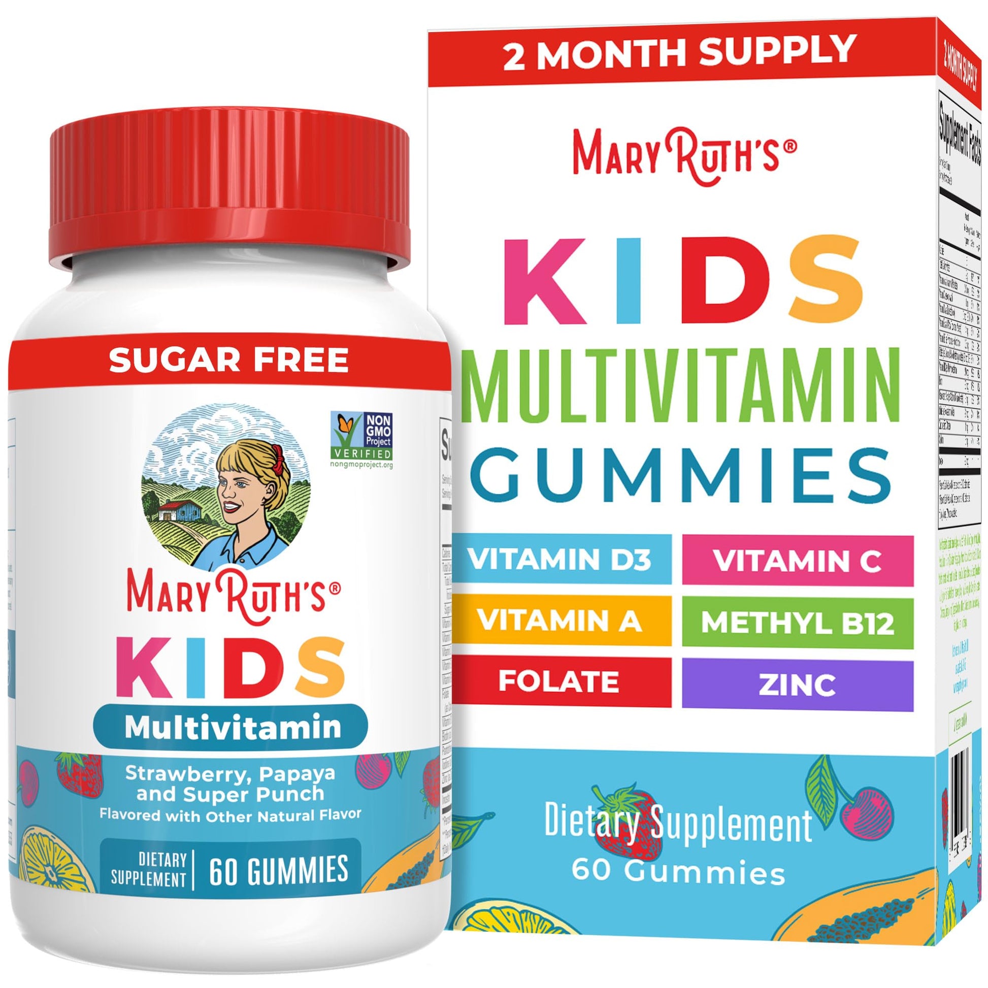 MARYRUTH'S Kids Vitamins | Multi | Sugar Free | 2 Month Supply | Kids Multivitamin Gummies for Ages 2+ | Vegan | Only 1 Gummy a Day | 60 Count - Maple Wellness Supplements