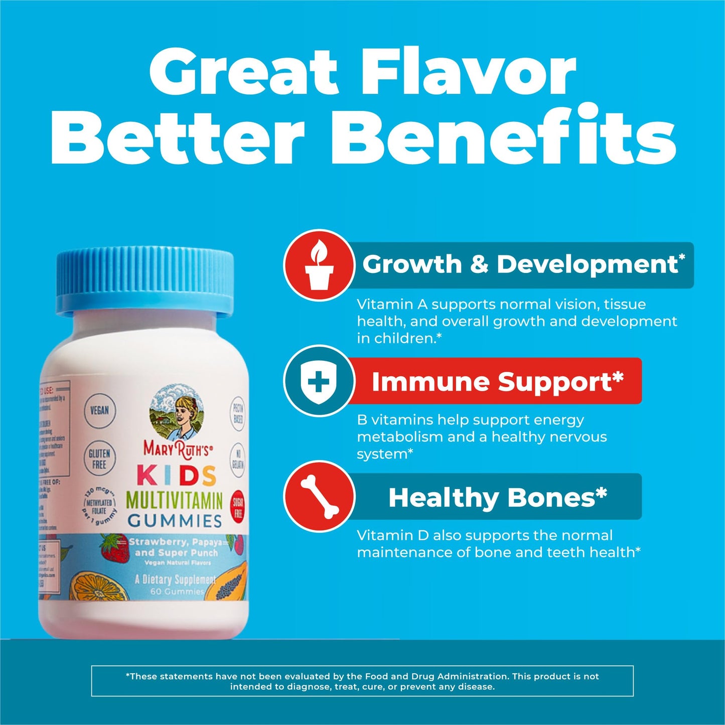 MARYRUTH'S Kids Vitamins | Multi | Sugar Free | 2 Month Supply | Kids Multivitamin Gummies for Ages 2+ | Vegan | Only 1 Gummy a Day | 60 Count - Maple Wellness Supplements