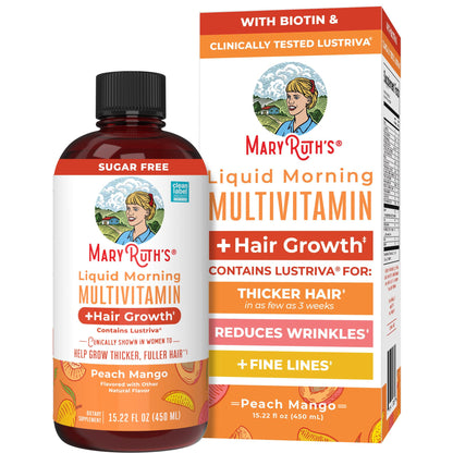MARYRUTH'S Liquid Multivitamin+Hair Growth | Biotin 10000mcg | Lustriva Hair Growth Supplement | Clinically Tested in Women for Thicker Hair&Facial Wrinkle - Maple Wellness Supplements
