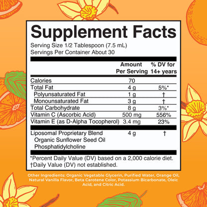 MaryRuth's Megadose Liquid Vitamin C Liposomal | 500 mg Per Serving | Ultra Absorption | Immunity | Antioxidant Support | Collagen Formation | Vegan | Gluten Free | Sugar Free | 7.6 Oz | 30 Servings - Maple Wellness Supplements