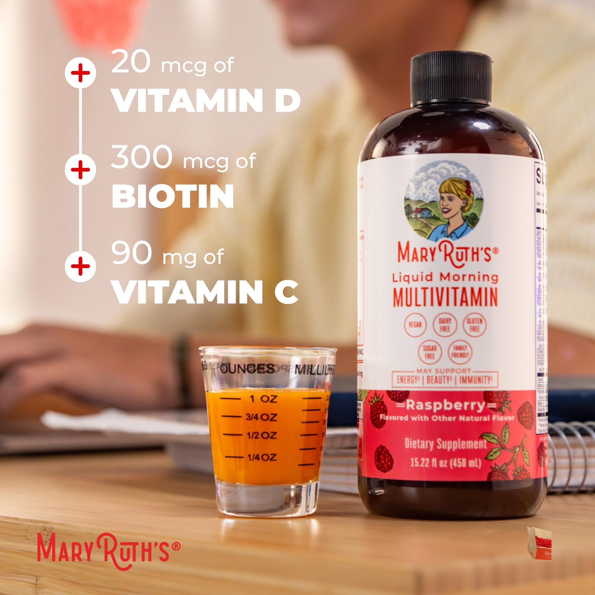 MARYRUTH'S Multivitamin for Women, Men & Kids | Liquid Morning Multivitamin | Vitamin A C D E B6 B12 Biotin Zinc - Maple Wellness Supplements