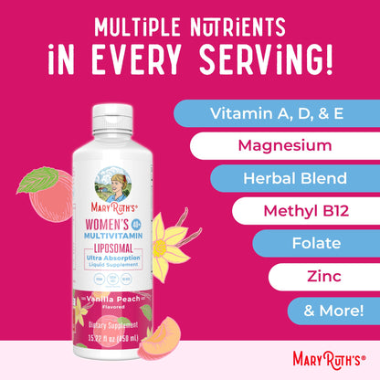MaryRuth’s Multivitamin Liposomal for Women 40+ | Womens Multivitamin Liposomal | Immune Support Supplement | Menopause Supplement | Methylated Multivitamin | Vegan | Sugar Free | Non-GMO |15.22 Fl Oz - Maple Wellness Supplements