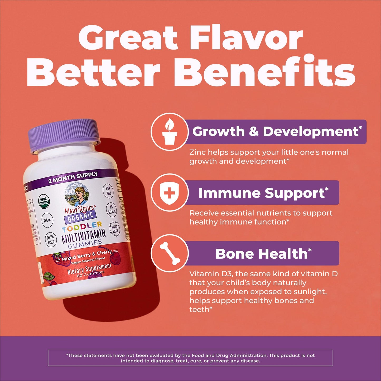 MARYRUTH'S Organic Toddler Multivitamin Gummies | Ages 4+ | Vitamin A, C, D, E, B6, B12, Biotin, Iodine, Zinc | Immunity | Bone & Teeth Health - Maple Wellness Supplements