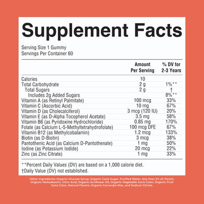 MARYRUTH'S Organic Toddler Multivitamin Gummies | Ages 4+ | Vitamin A, C, D, E, B6, B12, Biotin, Iodine, Zinc | Immunity | Bone & Teeth Health - Maple Wellness Supplements