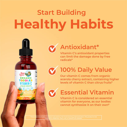 MARYRUTH'S Organic Toddler Vitamin C Drops for Immunity | Ages 1-3 Years | 15 mg Per Serving | Vitamin C for Immune Support & Overall Health | Vegan | Sugar Free - Maple Wellness Supplements