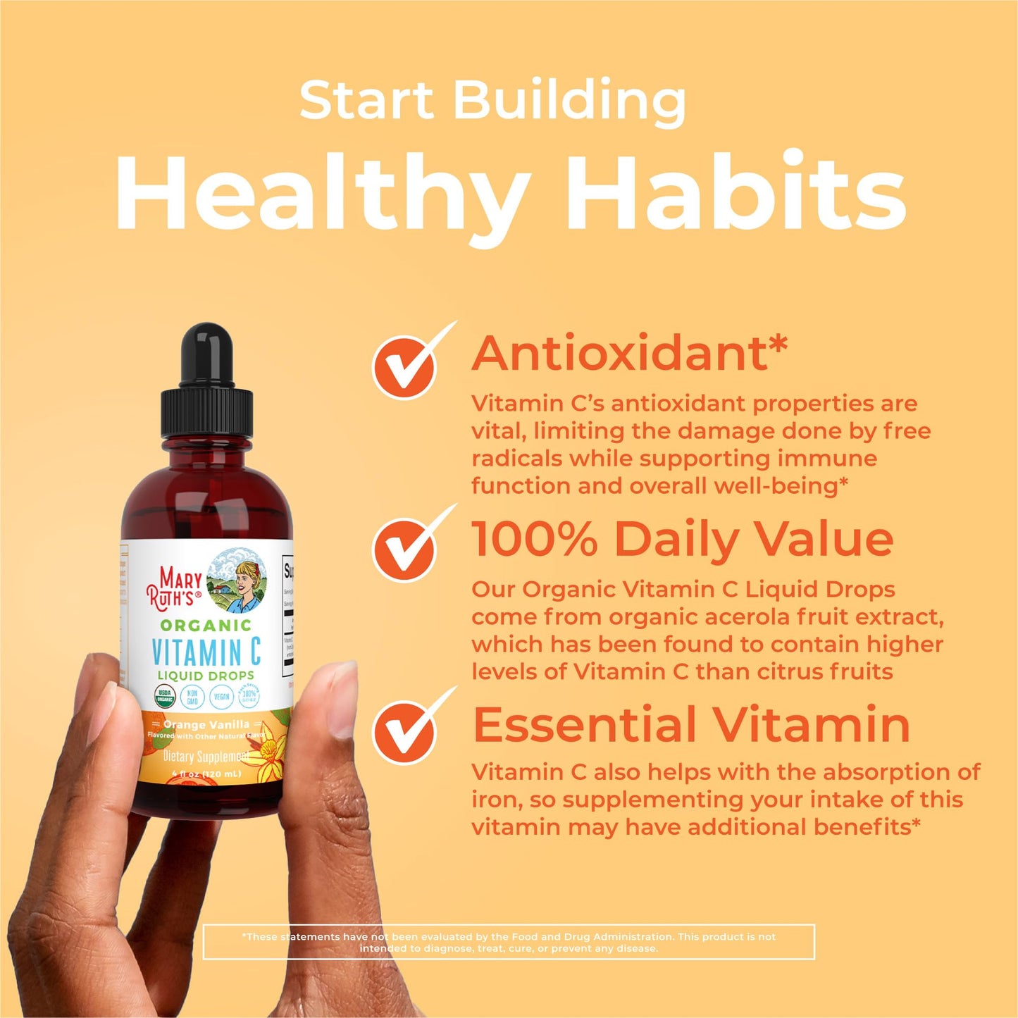 MARYRUTH'S Organic Vitamin C Supplement | Liquid Vitamin C Liquid Drops for Adults & Kids | Immune Support Supplement for Overall Health - Maple Wellness Supplements