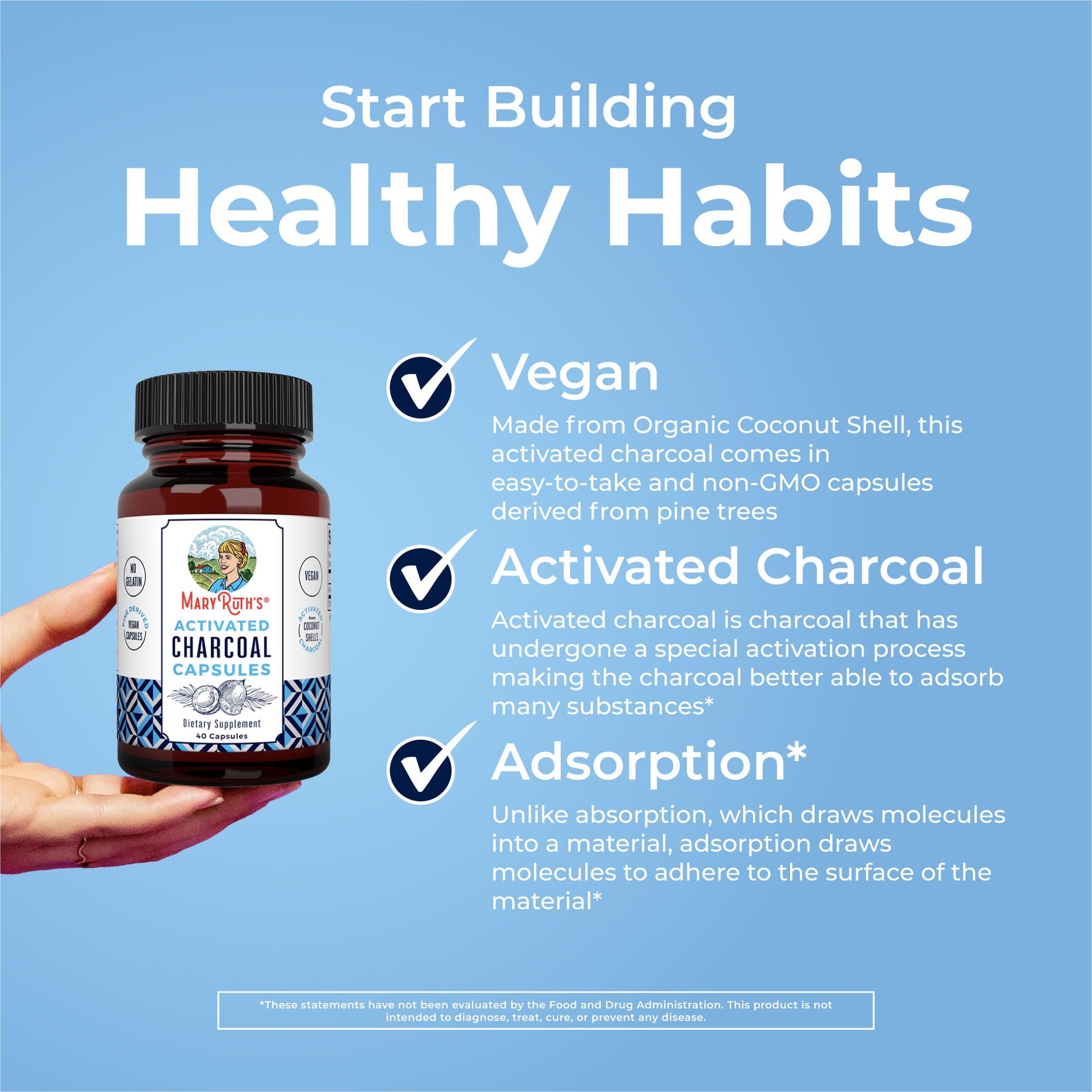 MARYRUTH'S Organics Activated Charcoal Capsules | Substance Adsorption | Derived from Coconut Shells | Vegan Capsules from Pine Trees - Maple Wellness Supplements