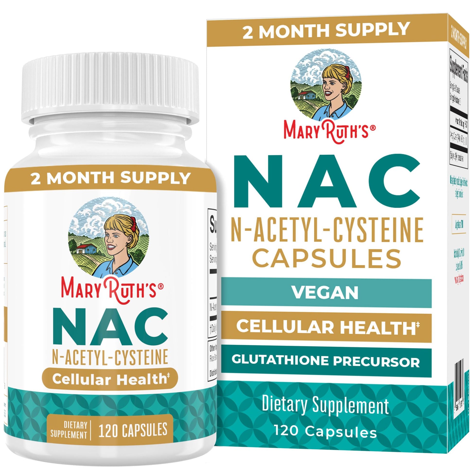 MARYRUTH'S Organics NAC Supplement N-Acetyl Cysteine | 2 Month Supply | NAC 1000mg per Serving | Vegan Capsules | Gluthamine Precursor | Amino Acid - Maple Wellness Supplements