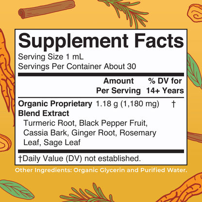 MARYRUTH'S Organics USDA Turmeric Gold Liquid Drops | Herbal Blend | Turmeric Curcumin | Black Pepper | Cassia Cinnamon Bark | Ginger Root | Immune Support - Maple Wellness Supplements