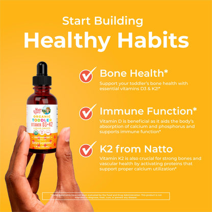 MARYRUTH'S Organics Vitamin D3 | Vitamin K2 | Vitamin D3 K2 Drops | K2 D3 Vitamin Liquid Supplement for Toddlers | Kids Supplement for Calcium Absorption - Maple Wellness Supplements