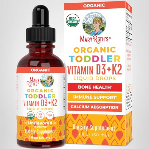 MARYRUTH'S Organics Vitamin D3 | Vitamin K2 | Vitamin D3 K2 Drops | K2 D3 Vitamin Liquid Supplement for Toddlers | Kids Supplement for Calcium Absorption - Maple Wellness Supplements