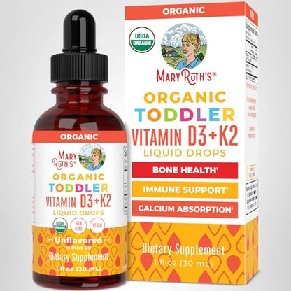 MARYRUTH'S Organics Vitamin D3 | Vitamin K2 | Vitamin D3 K2 Drops | K2 D3 Vitamin Liquid Supplement for Toddlers | Kids Supplement for Calcium Absorption - Maple Wellness Supplements