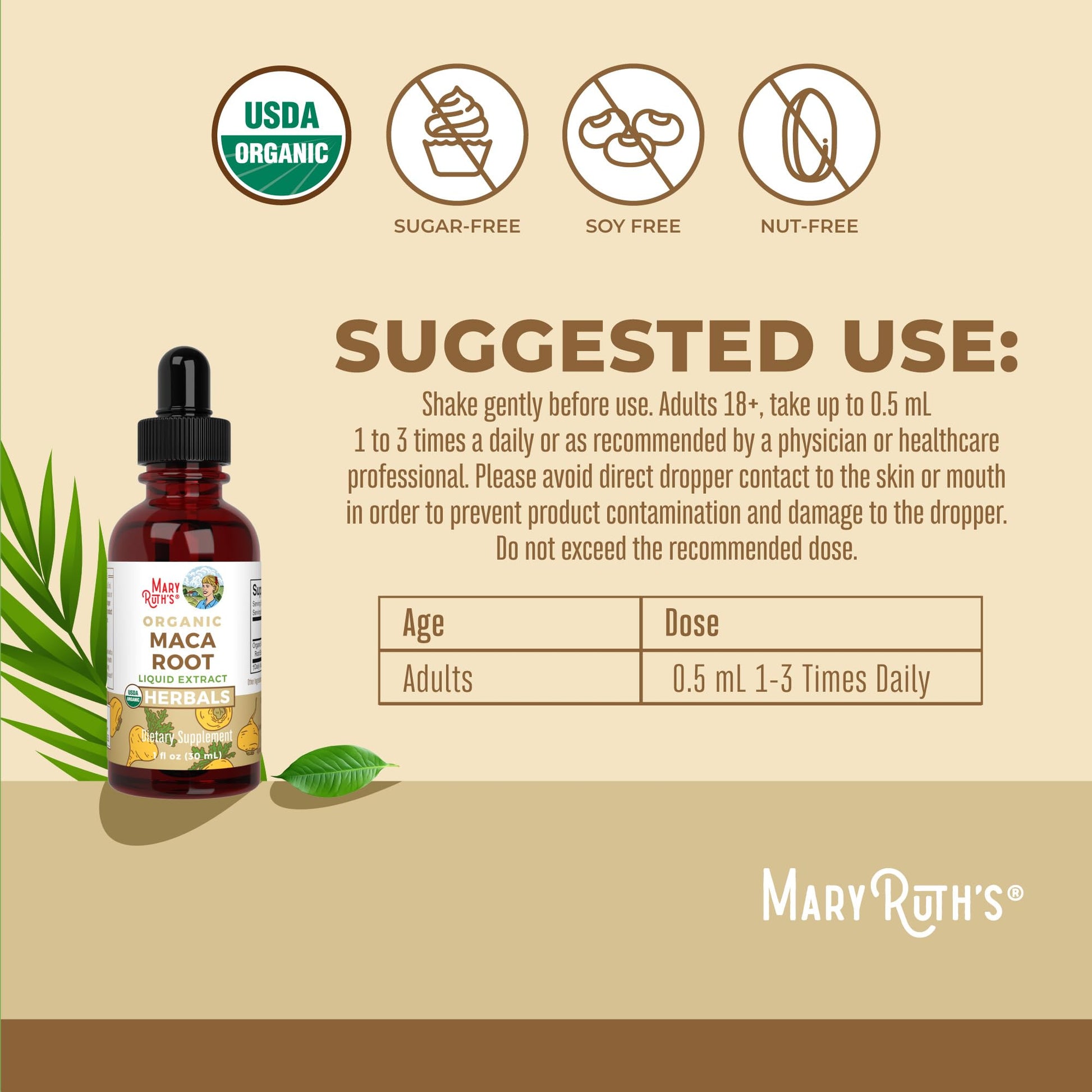 MARYRUTH'S USDA Organic Maca Root Liquid Drops | Vegan | Non-GMO | Gluten Free | Alcohol Free | 1 Fl Oz - Maple Wellness Supplements