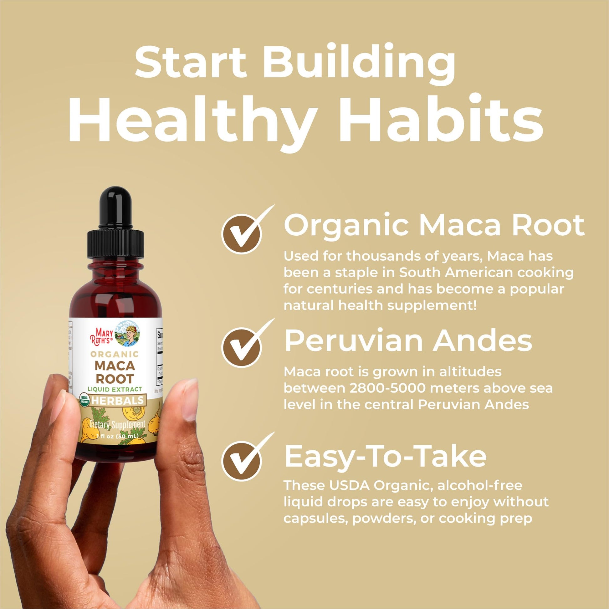 MaryRuth’s USDA Organic Maca Root Liquid Drops | Vegan | Non-GMO | Gluten Free | Alcohol Free | 1 Fl Oz - Maple Wellness Supplements