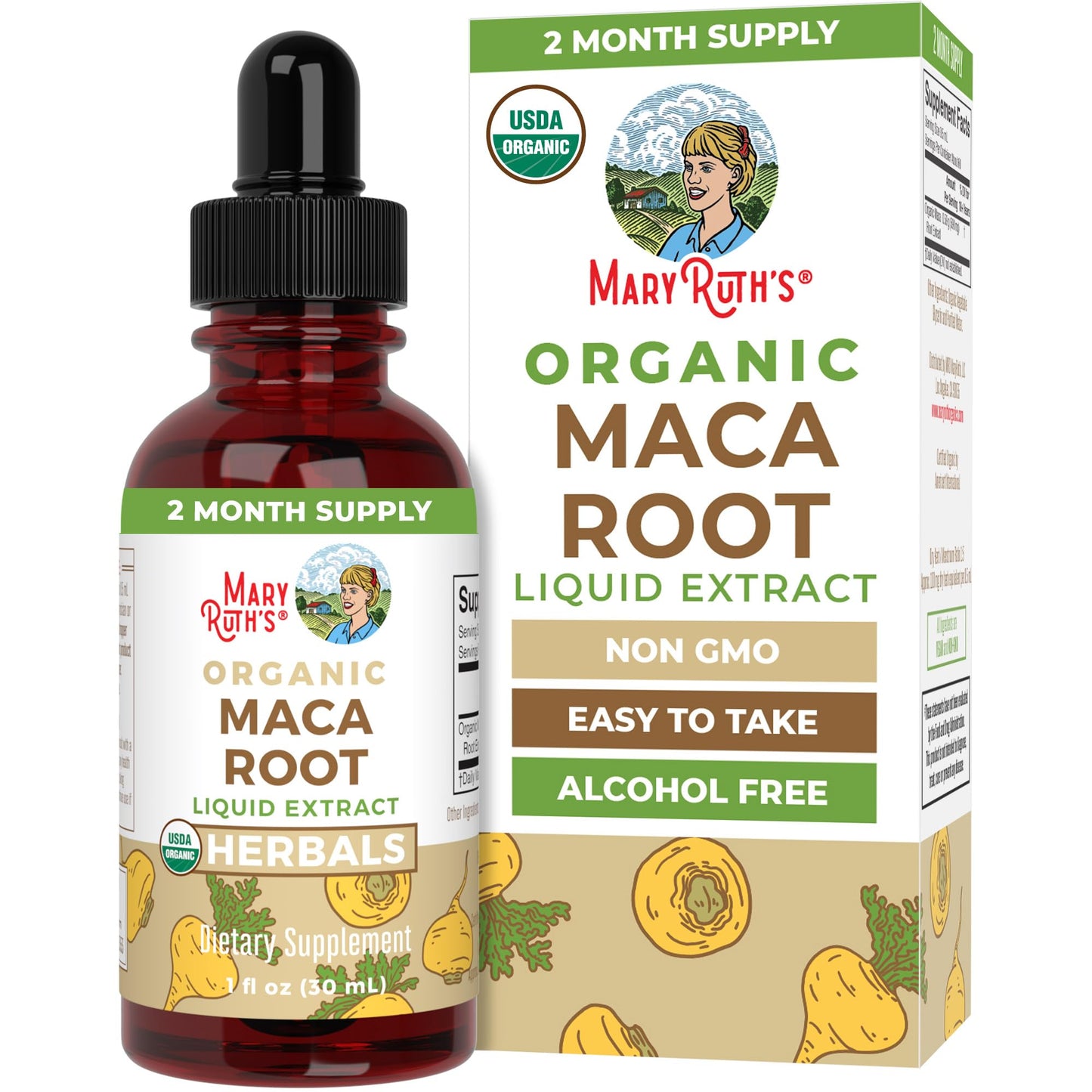 MaryRuth’s USDA Organic Maca Root Liquid Drops | Vegan | Non-GMO | Gluten Free | Alcohol Free | 1 Fl Oz - Maple Wellness Supplements