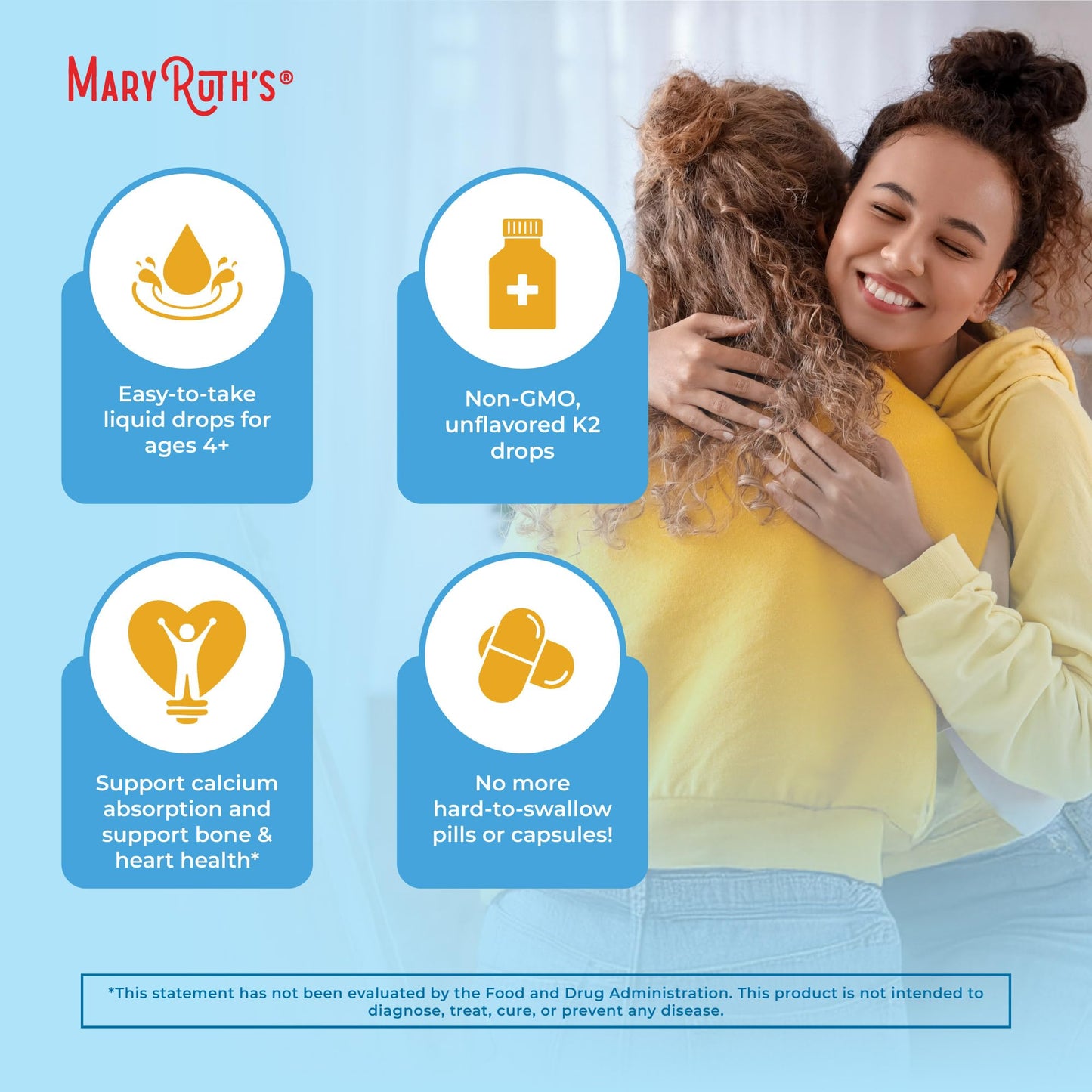 MaryRuth’s USDA Organic Vitamin K2 MK7 Liquid Drops for Adults & Kids | Sourced from Natto | Menaquinone- 7 | Vegan K2 Vitamin for Bone Health & Calcium Absorption | 1oz | Up to 90 Servings - Maple Wellness Supplements