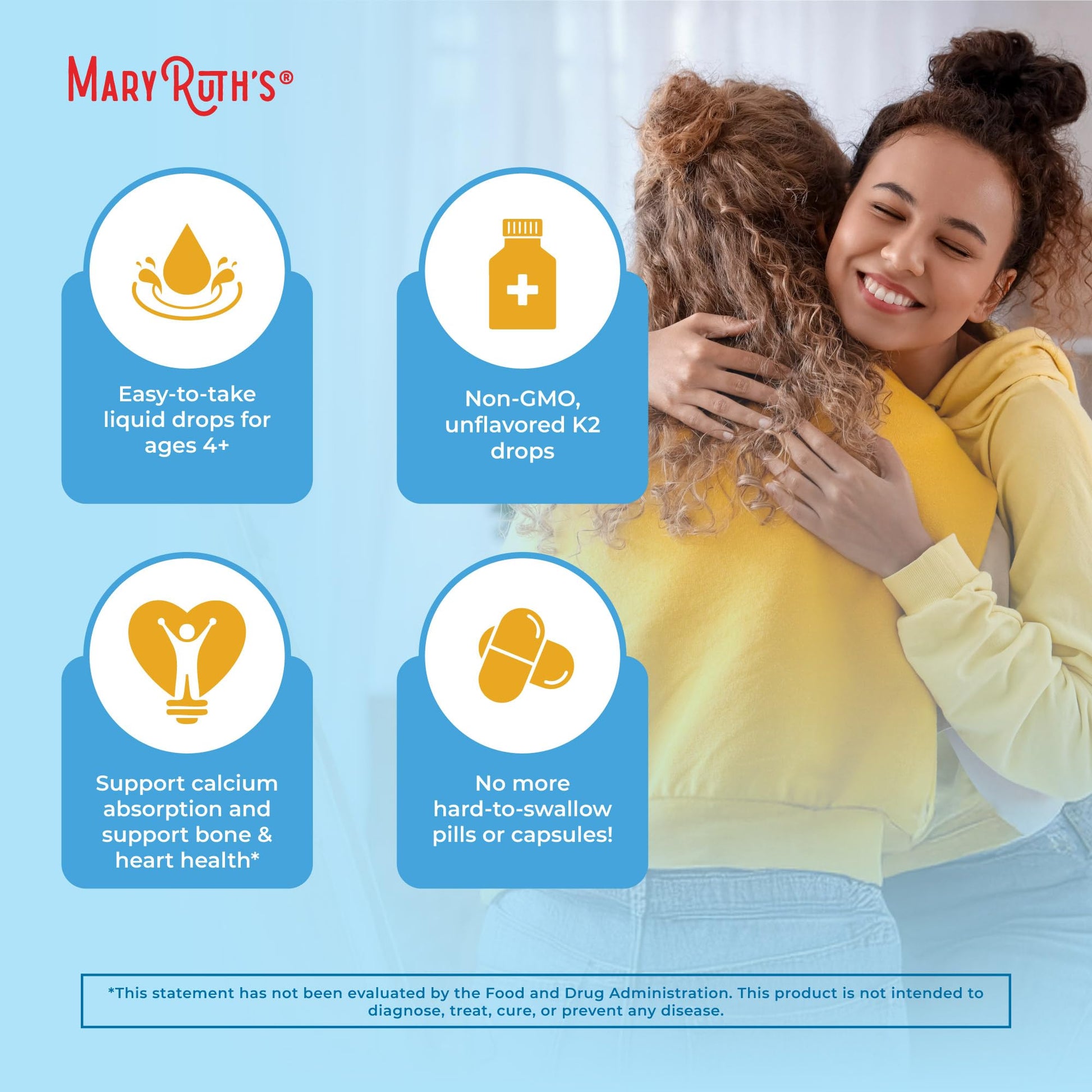 MaryRuth’s USDA Organic Vitamin K2 MK7 Liquid Drops for Adults & Kids | Sourced from Natto | Menaquinone- 7 | Vegan K2 Vitamin for Bone Health & Calcium Absorption | 1oz | Up to 90 Servings - Maple Wellness Supplements