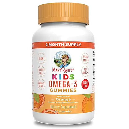 MARYRUTH'S Vegan Omega 3 Gummies for Kids 2+, 2 Month Supply, Sugar Free, Omega 3 Supplement with Vitamin C, Flaxseed Oil, Immune Support - Maple Wellness Supplements